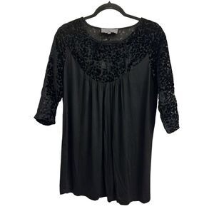 Sunday in Brooklyn Velvet Sheer Sleeves top Oversized XS Whimsy goth, romantic,